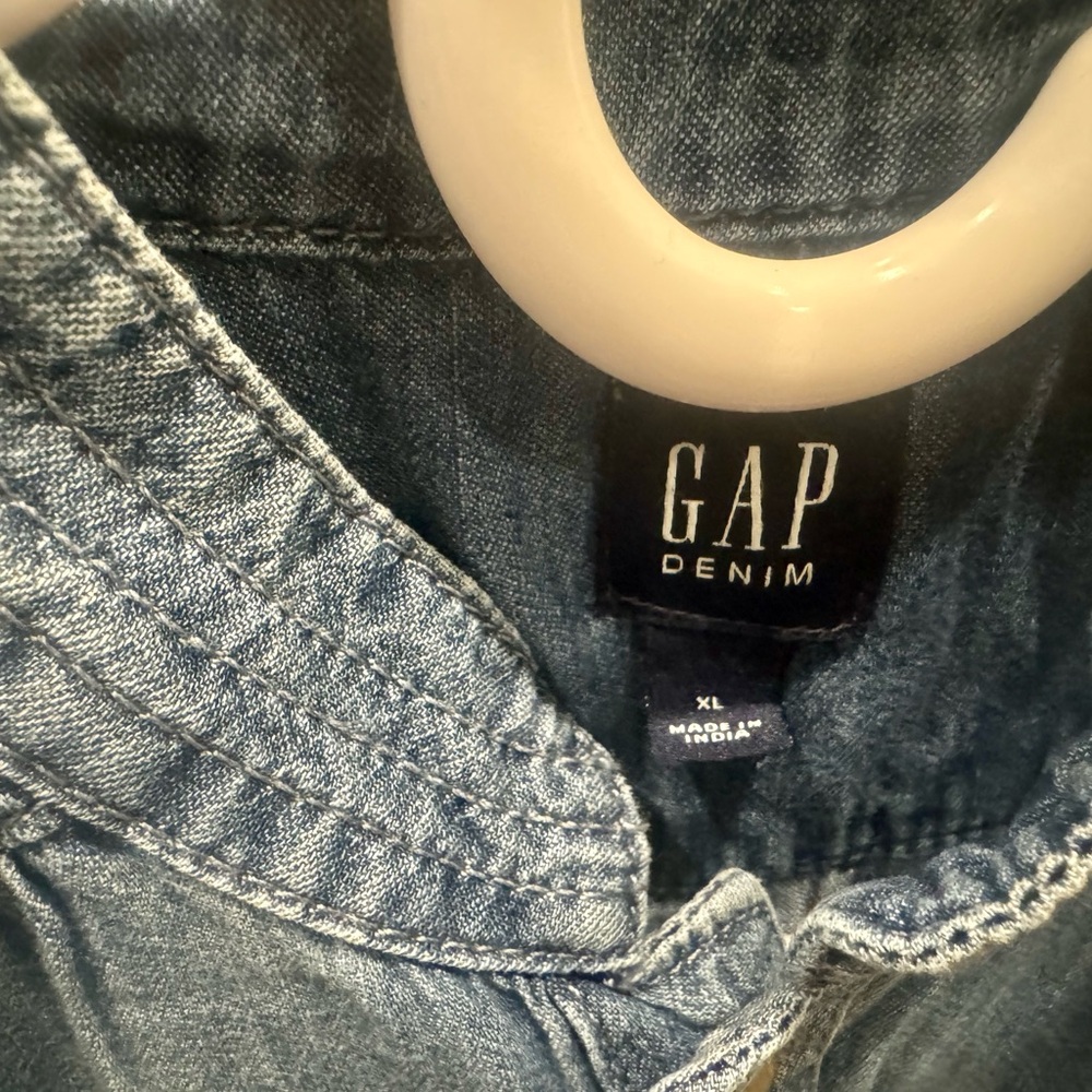 NWT GAP Kids Denim Long Sleeve Romper with Belt - Size XL Girls - Picture 5 of 11